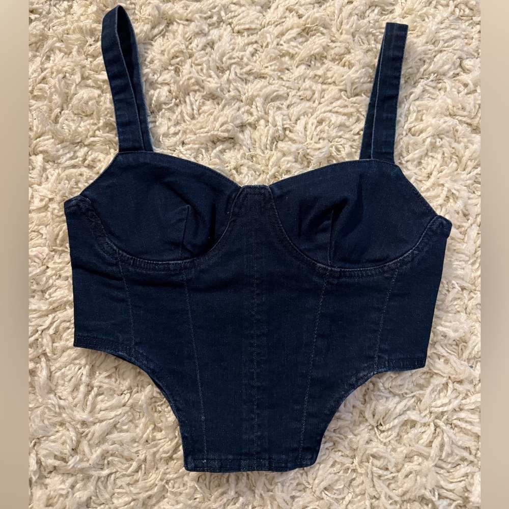 Bobbles & Lace navy corset top size M